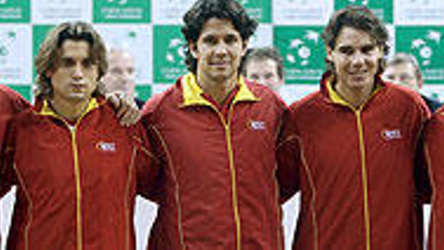 Feliciano López, David Ferrer, Fernando Verdasco, Rafa Nadal y Albert Costa.