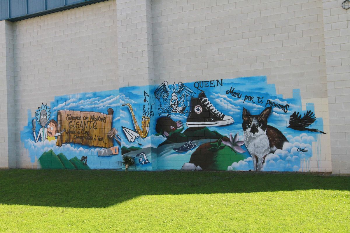 Un mural en homenaje a Manuel, en su instituto.
