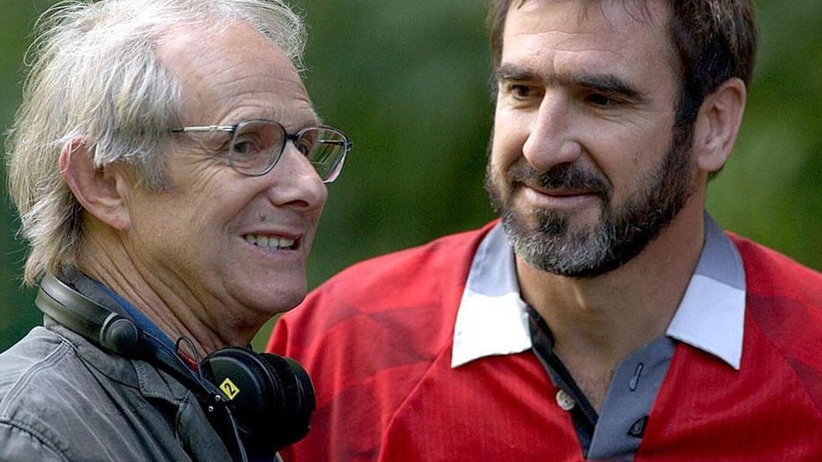 Ken Loach en el rodaje de 'Looking for Eric' con Éric Cantona.