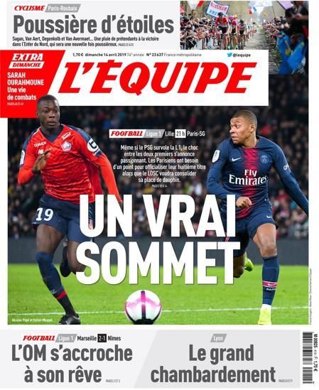 Portada L'ÉQUIPE domingo 14 de abril de 2019