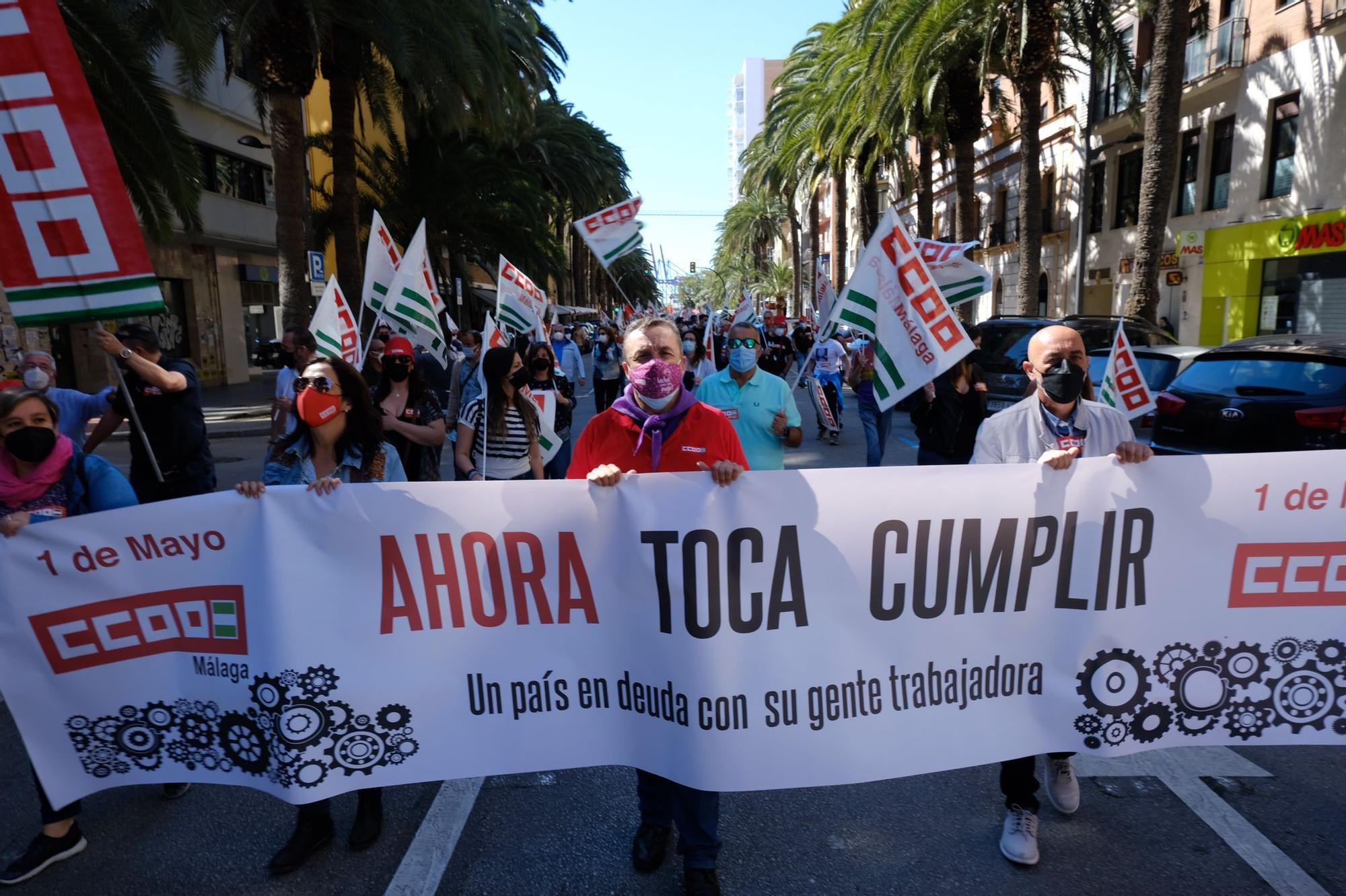 Manifestación del Primero de Mayo en Málaga capital