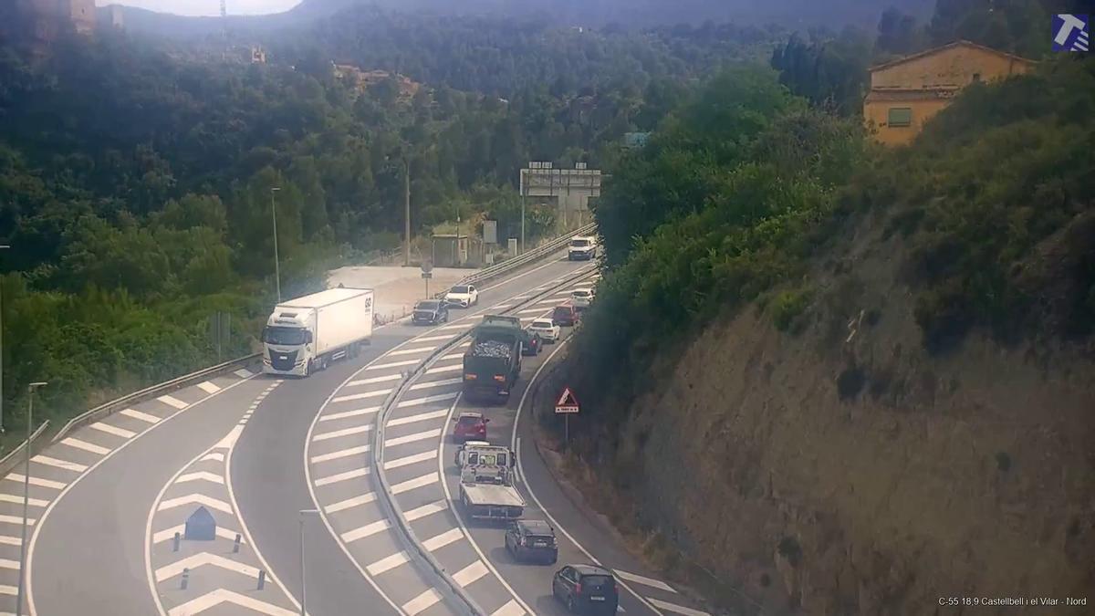 Retencions a la C-55 aquest divendres a la tarda per un accident