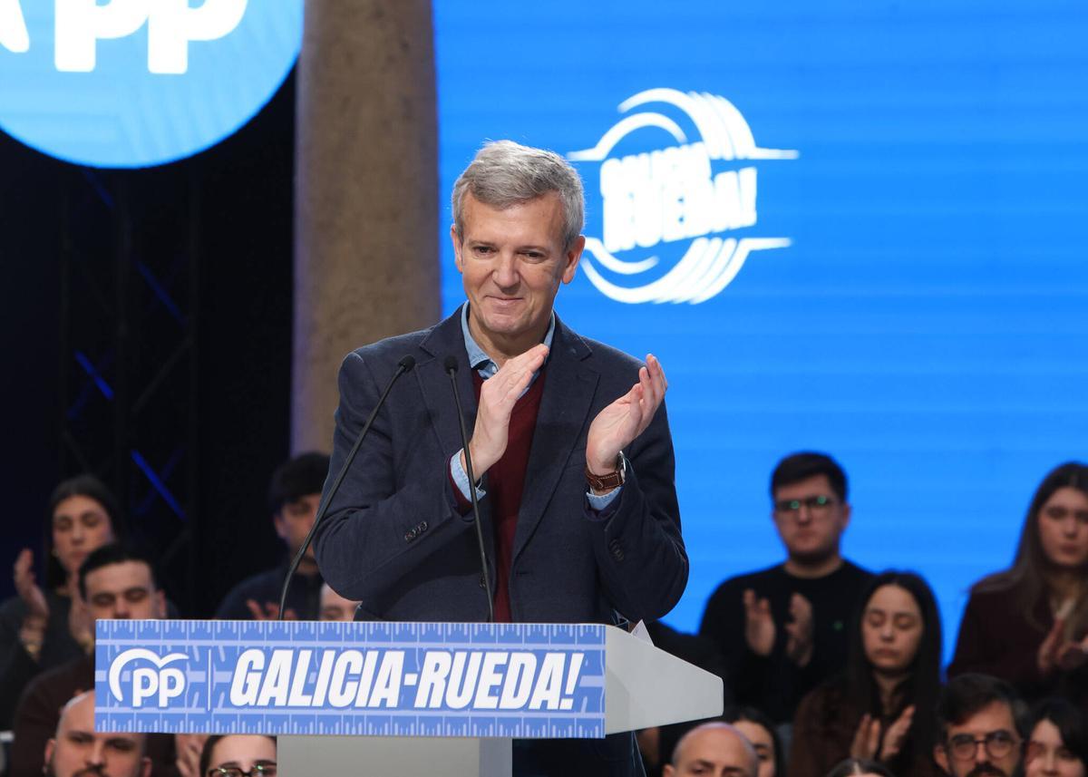El popula Alfonso Rueda, este domingo, durante su intervención