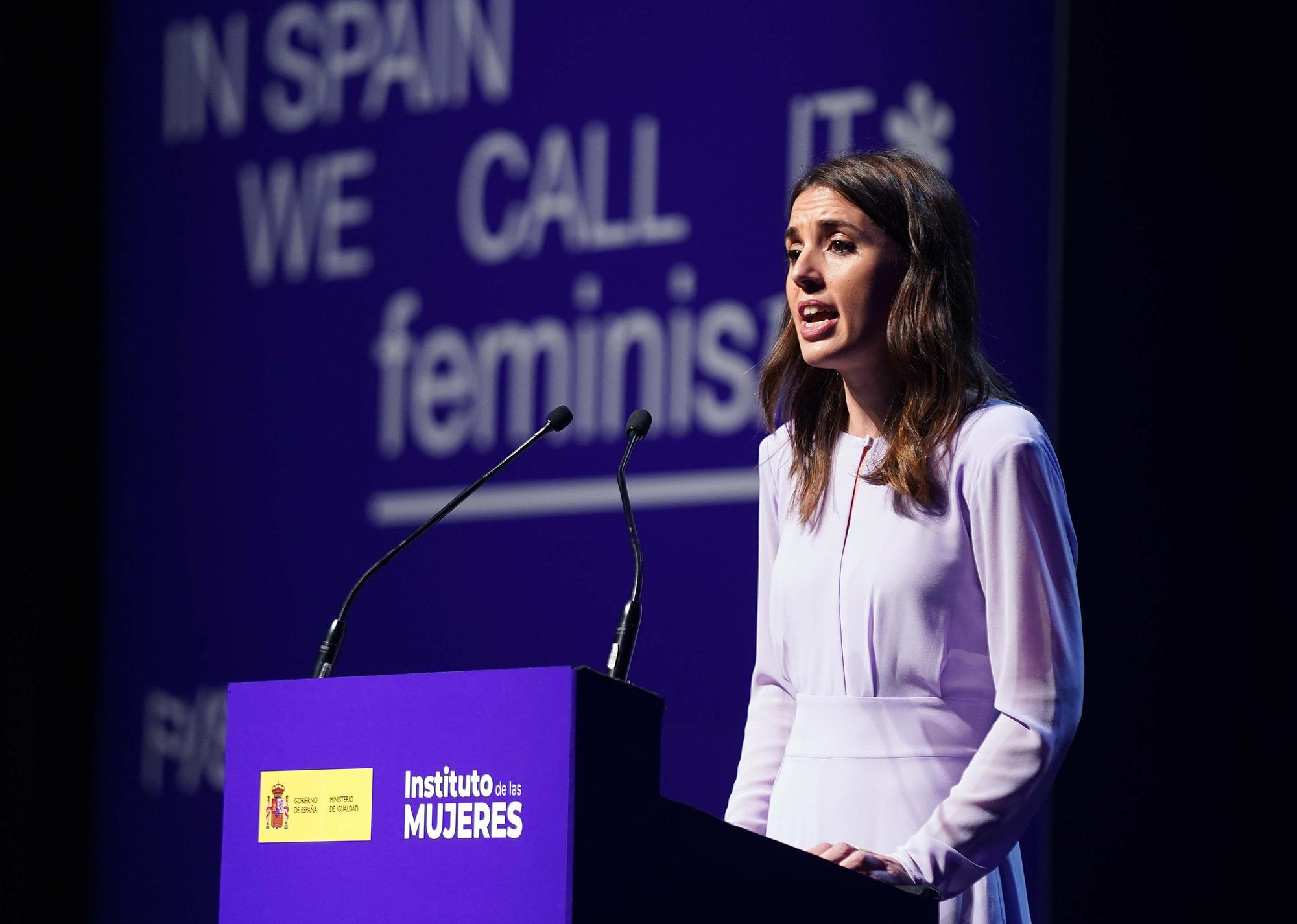 Irene Montero durante  el acto conmemorativo del Día Internacional de las Mujeres