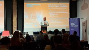 Lluís Rabell, durante el cierre del seminario anual del Institut Metròpoli sobre el Pla de Barris de Barcelona