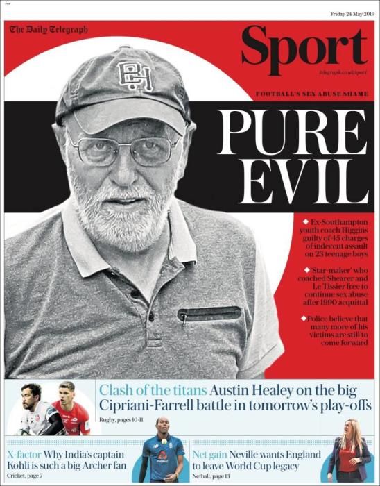 Portada TELEGRAPH SPORT viernes 24 de mayo de 2019