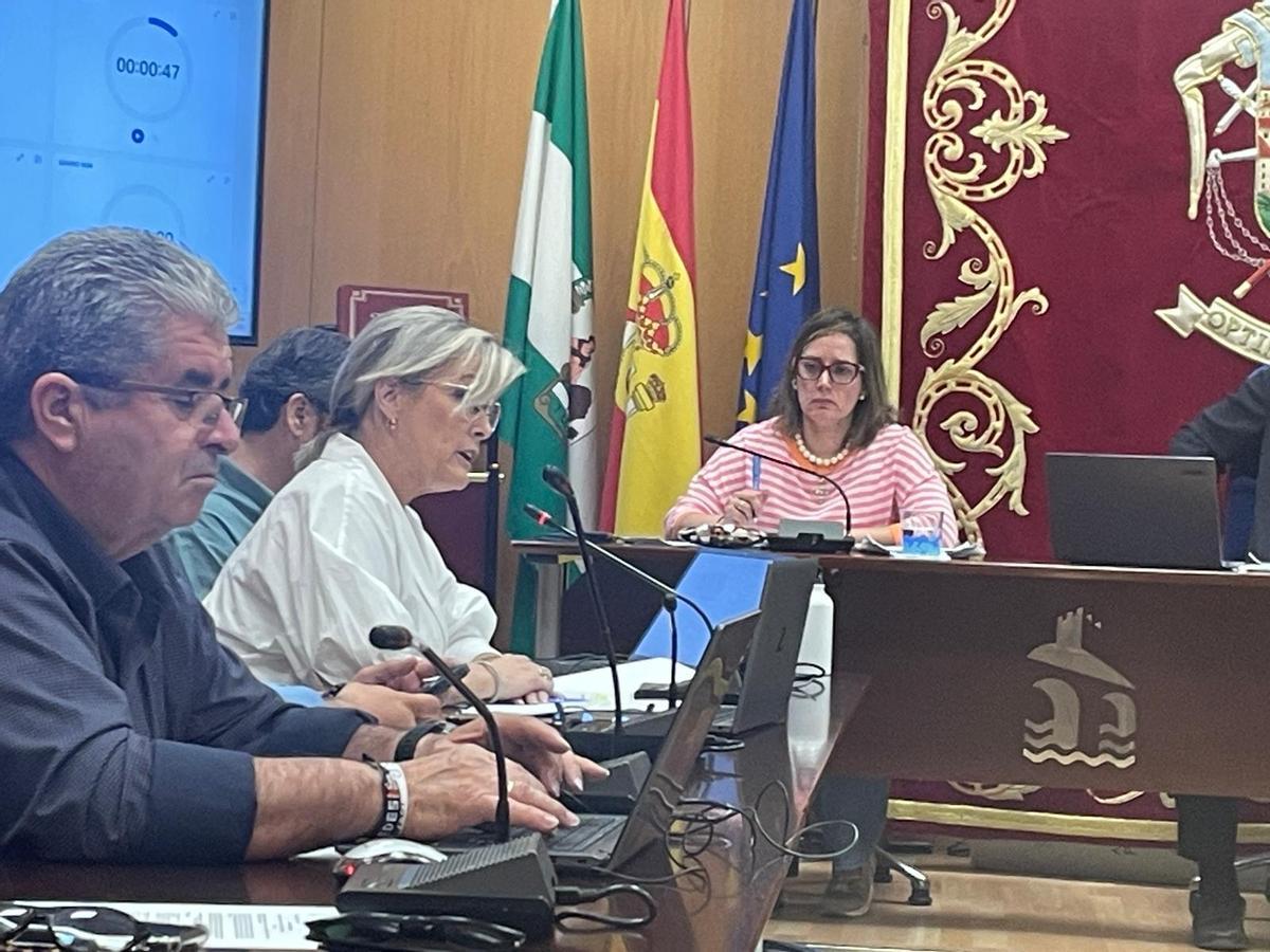 La portavoz del PP, Tatiana Pozo, se dirige a la oposición en un momento del pleno.
