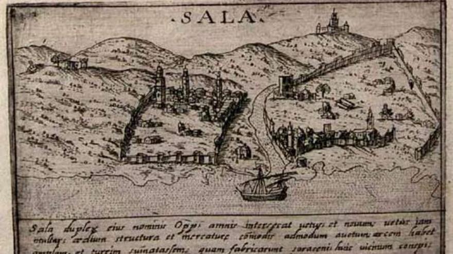 Mapa de Salé, uno de los principales puertos de la piratería berberisca, en el año 1600.