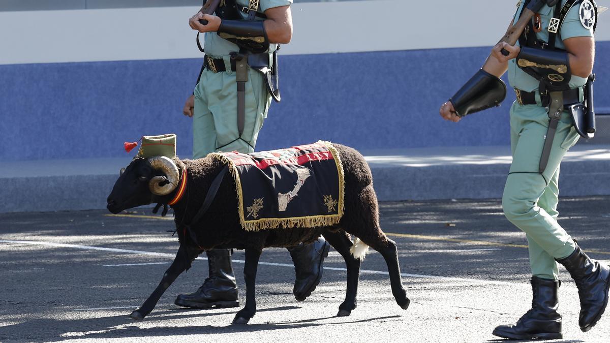 El rey Felipe y la princesa Leonor durante el desfile de las Fuerzas Armadas con motivo de la Fiesta Nacional