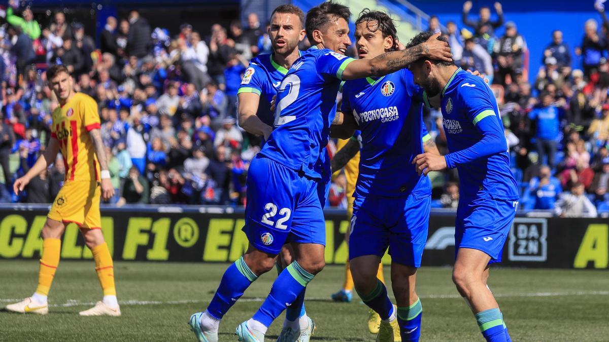 El Getafe gana 3-2 al Girona y sale del descenso.