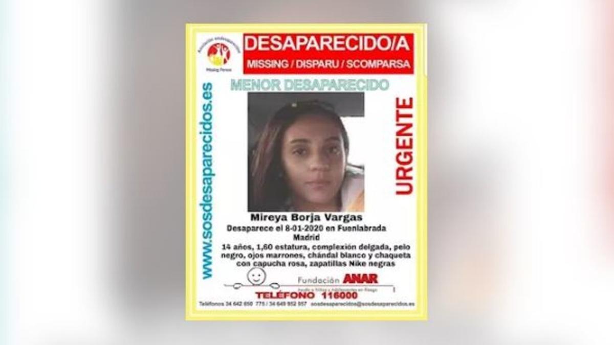 Un cartel de la menor de 14 años desaparecida