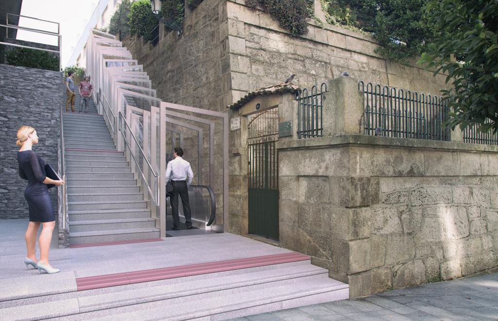 Recreación de las escaleras mecánicas proyectadas en la calle Talude