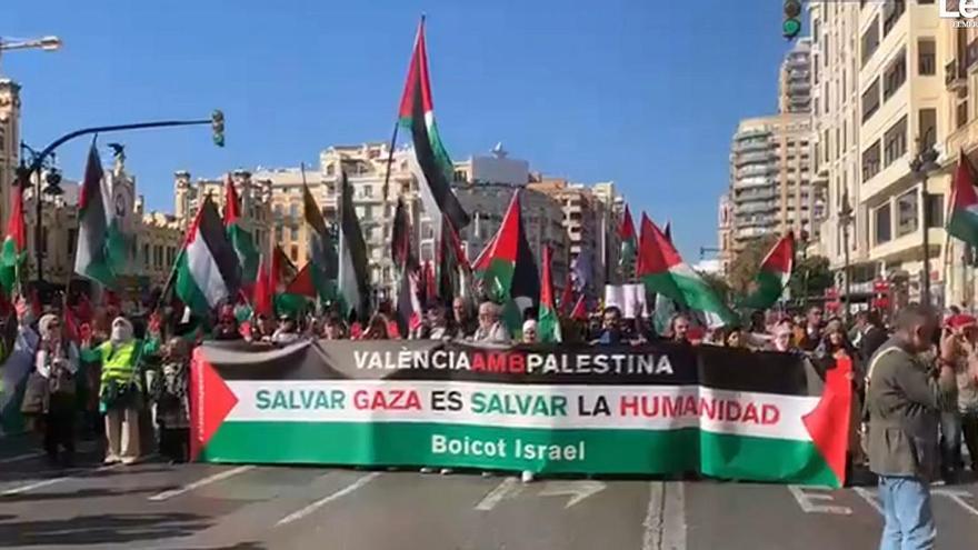 Manifestación en València en defensa de Palestina