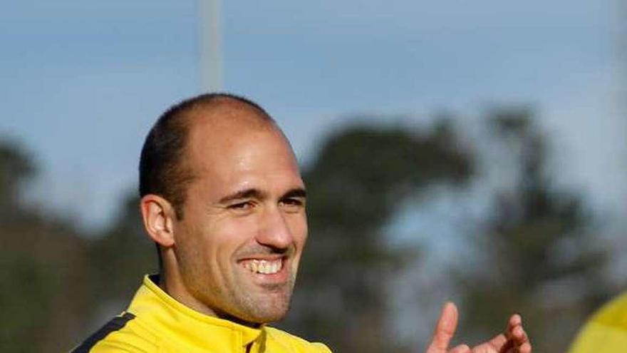 Unai Medina, durante el entrenamiento de ayer.