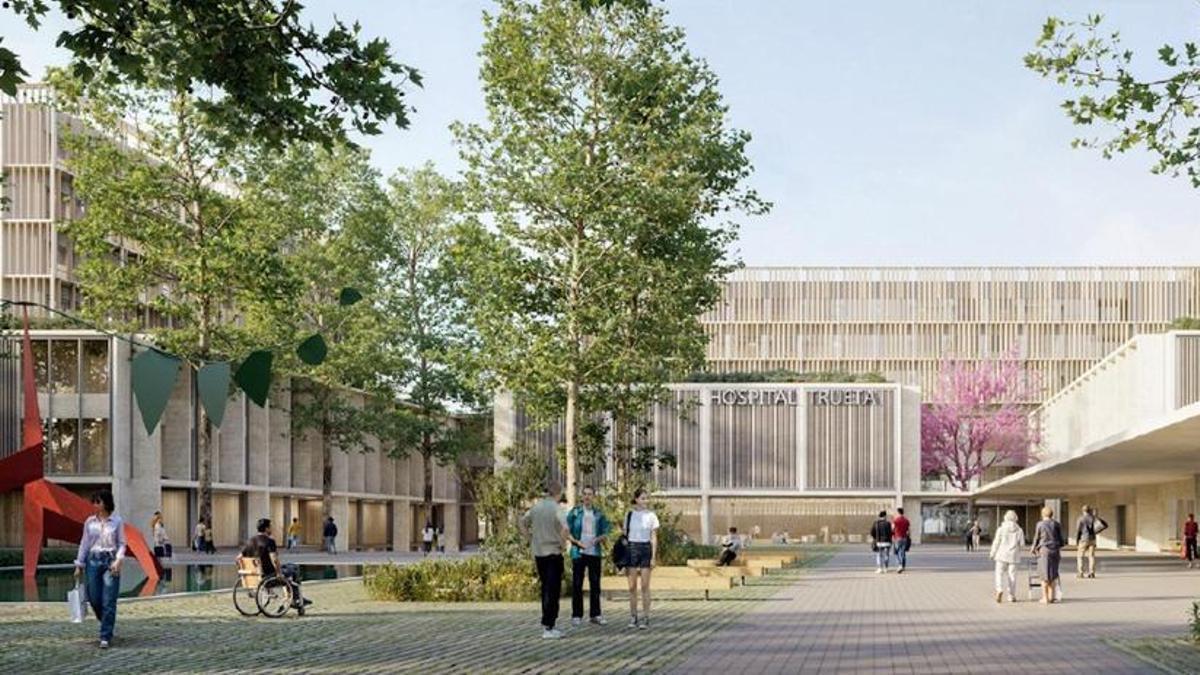La plaça central del futur Campus de Salut de la regió sanitària de Girona