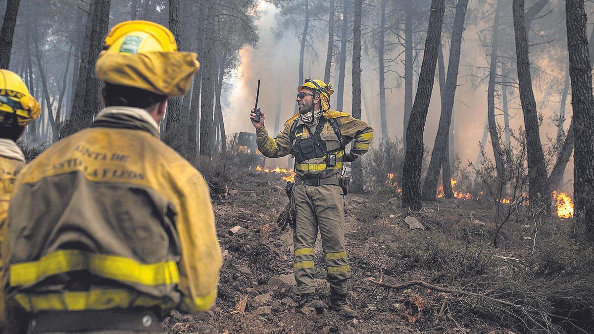 Efectivos de la Junta de Castilla y León actúan en un incendio el pasado verano.