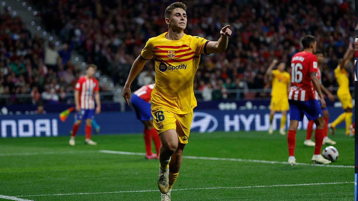 Fermín celebra su gol en el Metropolitano