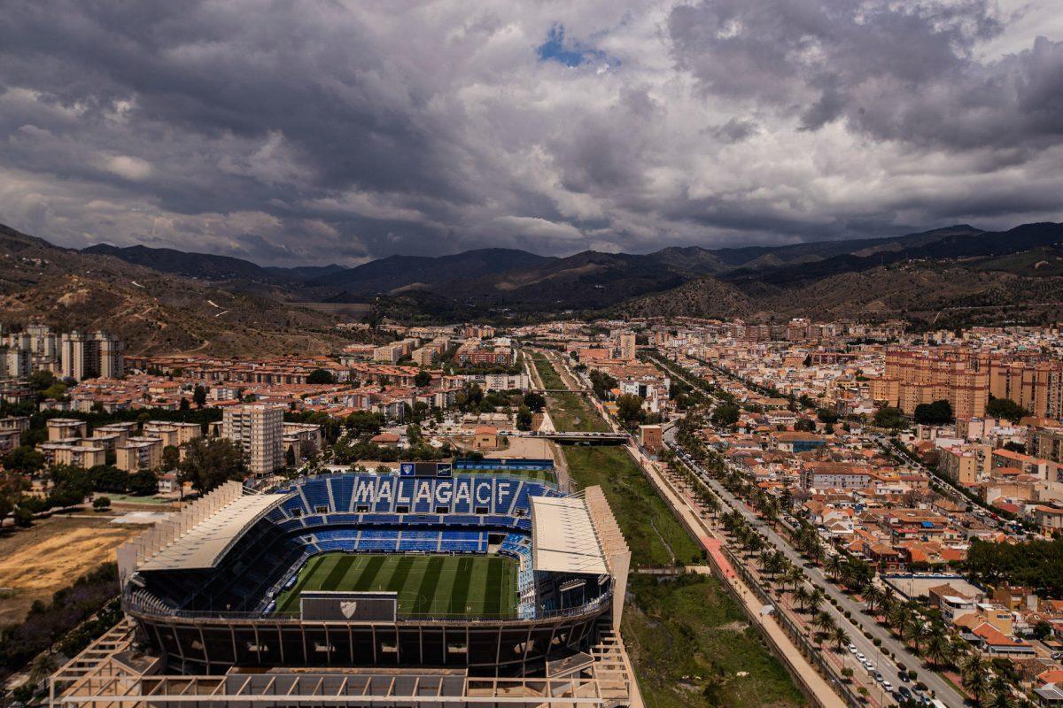 Imágen aérea de La Rosaleda de Málaga