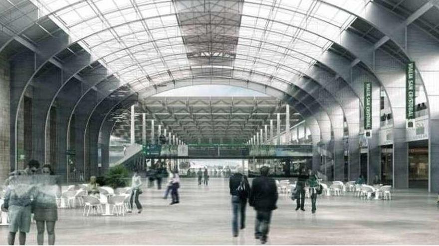 Recreación virtual de la estación intermodal de A Coruña según el proyecto original.