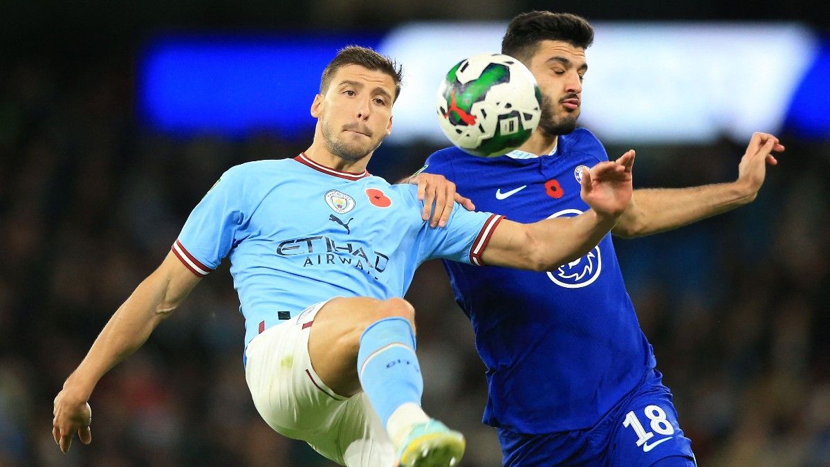 Ruben Dias y Armando Broja en un partido de la EFL Cup