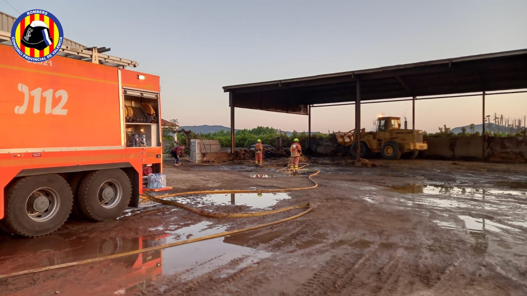 Un incendio en un palmeral afecta a una granja en Xàtiva