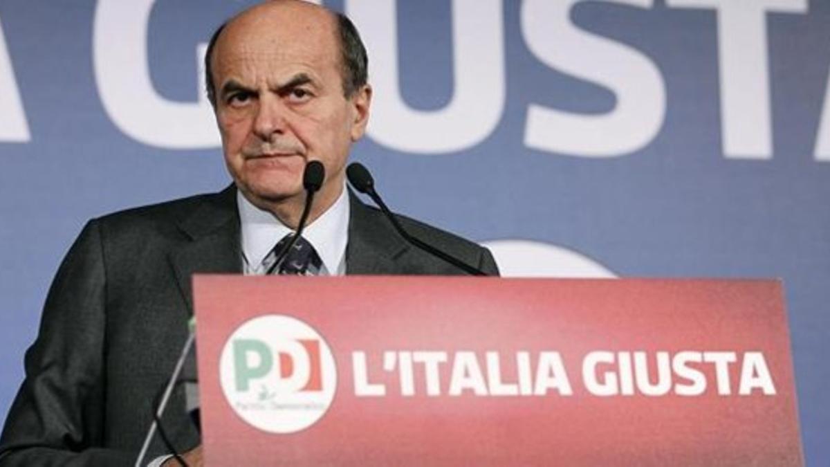 Bersani ofrece su primera conferencia de prensa tras los resultados, este martes en Roma.