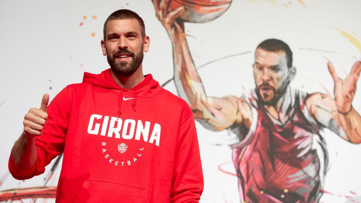 Marc Gasol, durante su presentación con el Girona