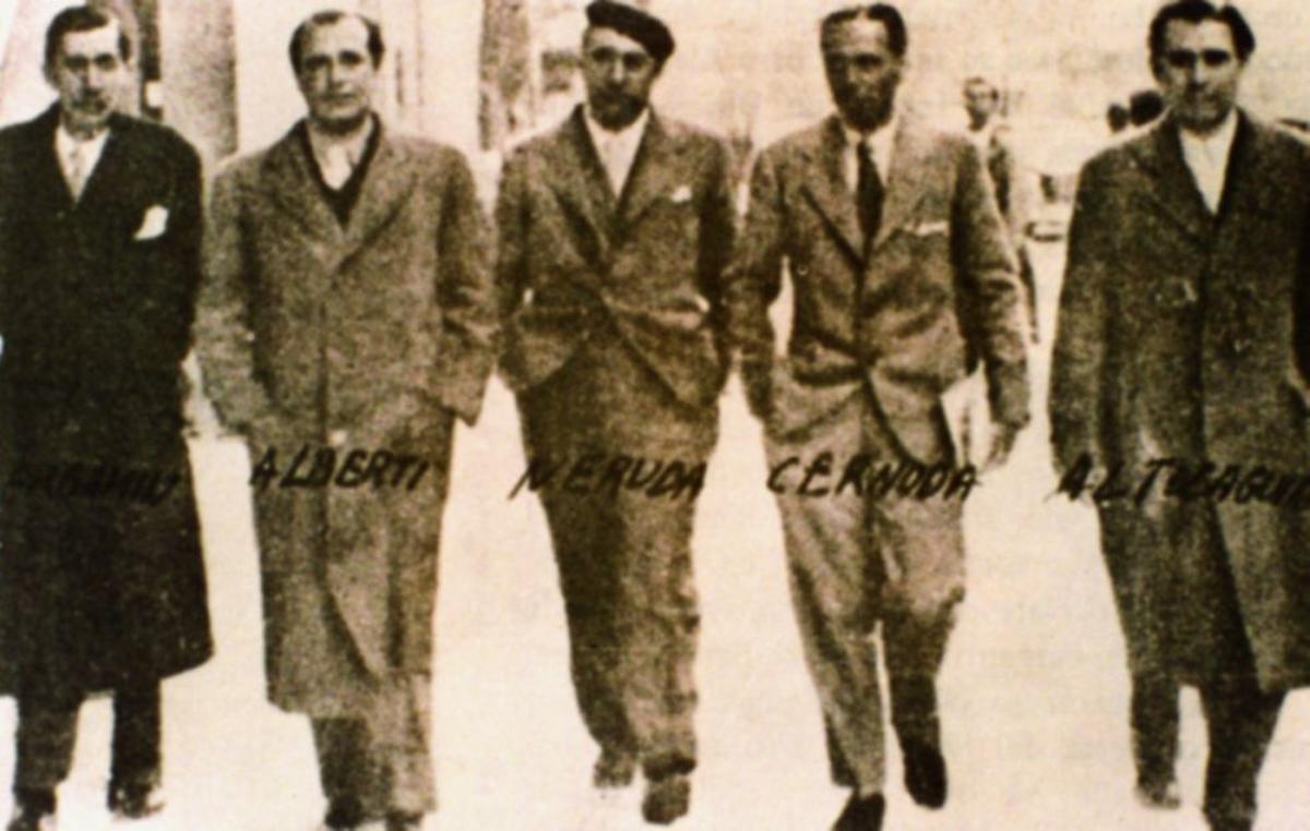 Bergamín, Alberti, Neruda, Cernuda y Altolaguirre en Madrid, en 1935