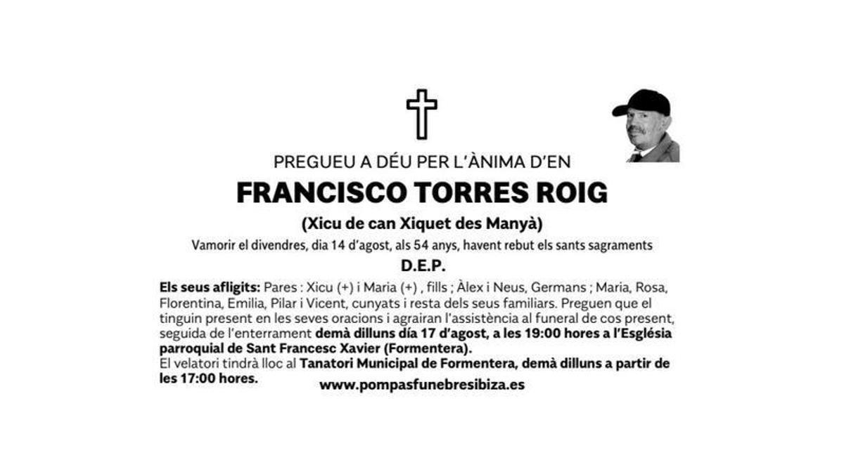 Esquela Francisco Torres Roig