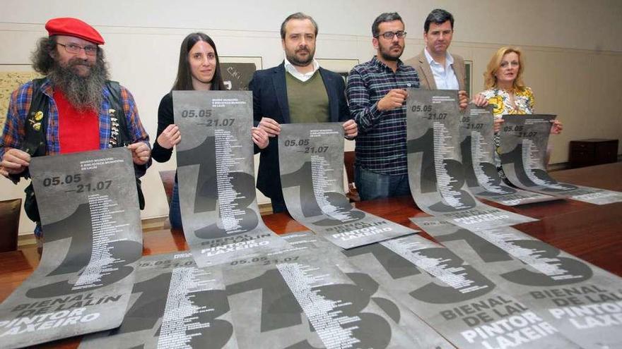 Paío, Rodríguez, Cuiña, Calvo, Casares y Doporto, ayer en la sede del CGAC de Compostela. // Xoán Álvarez