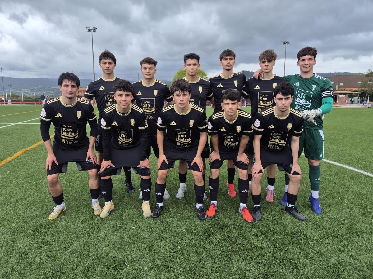 Once de la SD Compostela en el partido ante el Sporting de Gijón en Mareo.