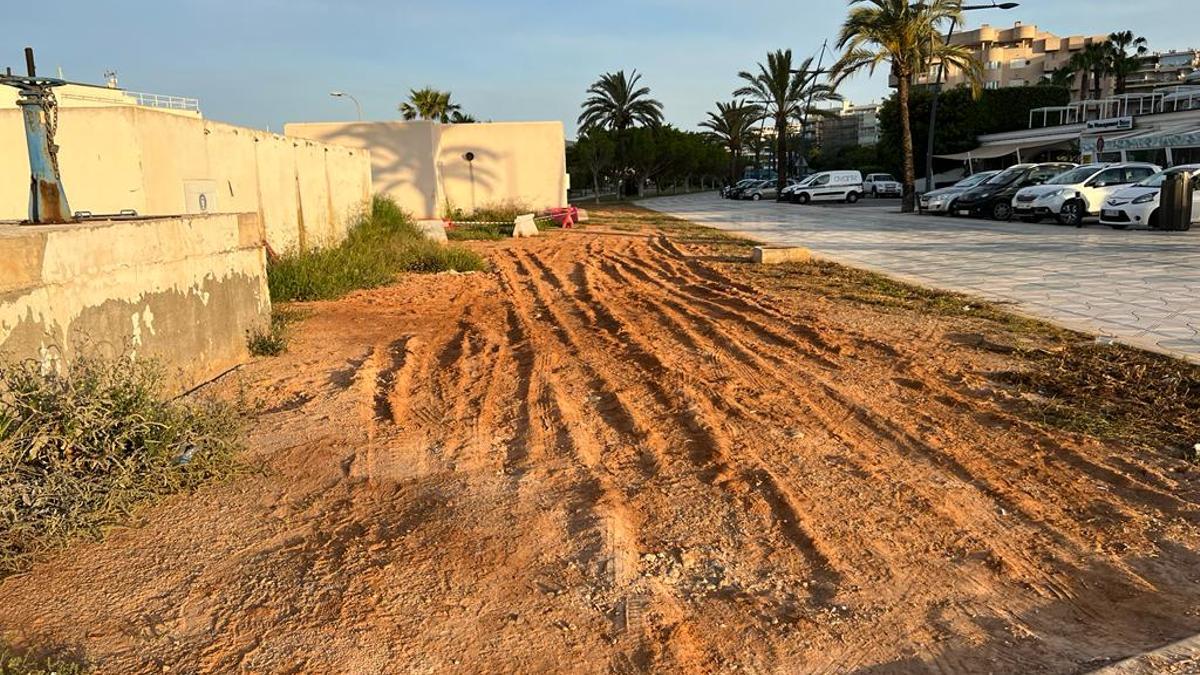 Obras del tanque de tormenta en el acceso a la zona portuaria de es Botafoc en Eivissa