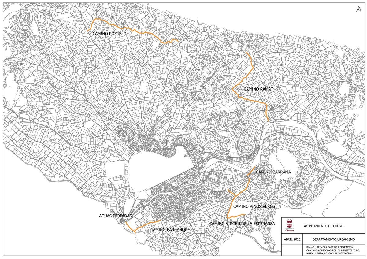 Mapa de situación de los caminos agrícolas.
