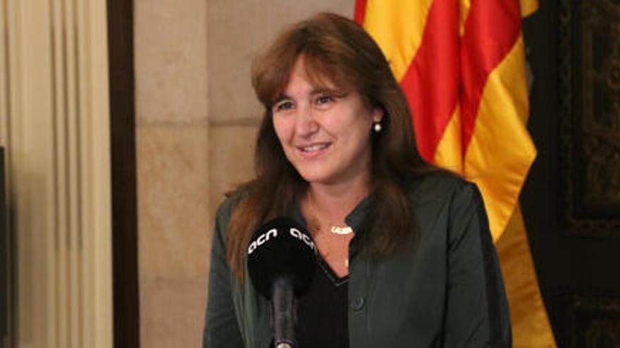 La presidenta del Parlament, Laura Borràs, durant una entrevista amb l&#039;Agència Catalana de Notícies