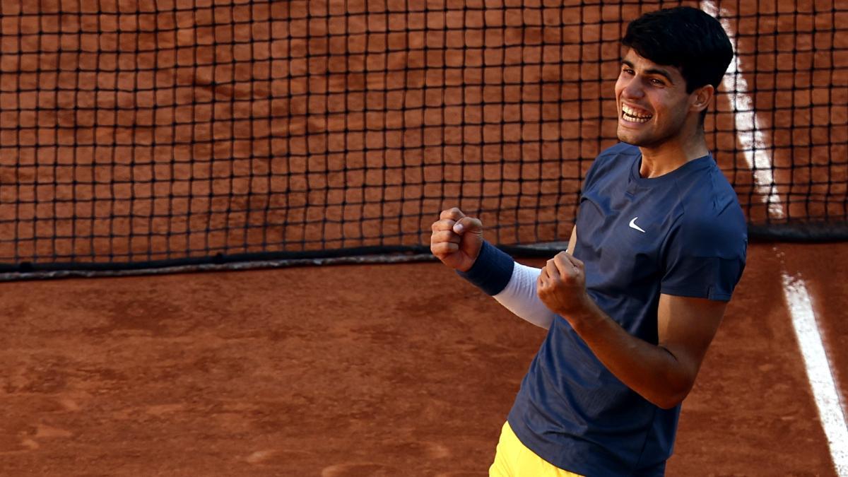 Alcaraz celebra el triunfo ante Sinner