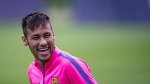 Neymar, en l’entrenament d’aquest matí a la Ciutat Esportiva Joan Gamper.