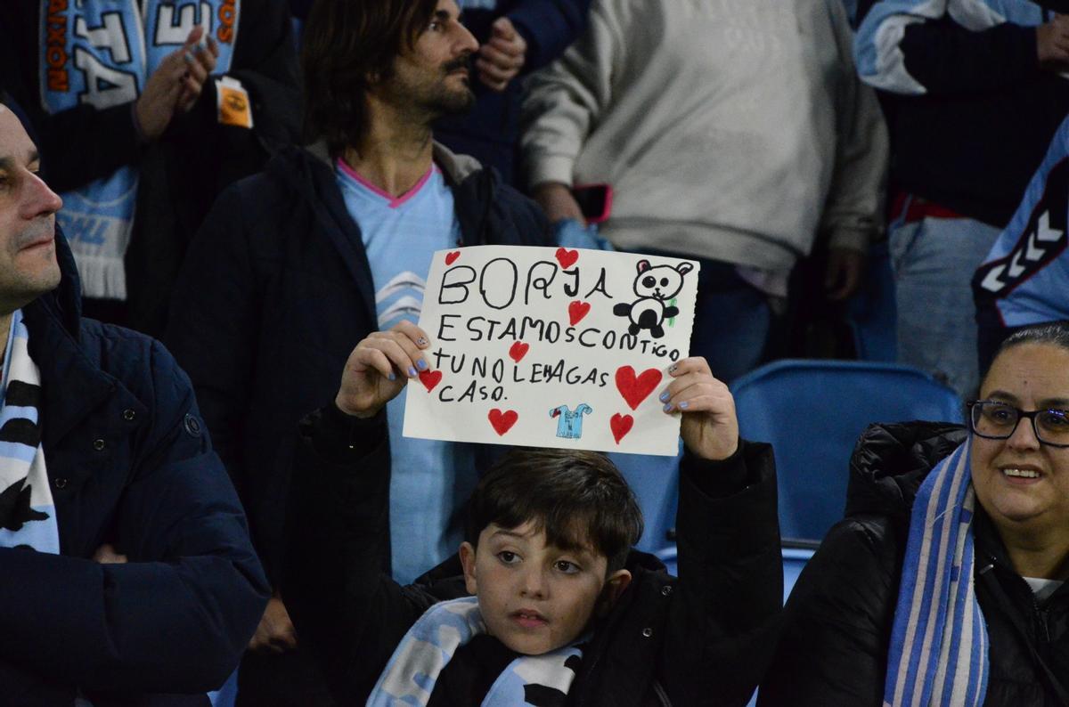 André en Balaídos con el mensaje que encandiló a Borja Iglesias.