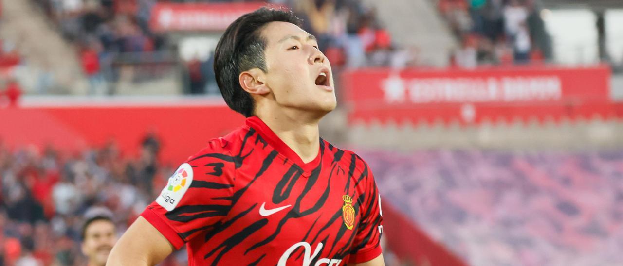 Kang celebra su segundo gol en el partido ante el Getafe.