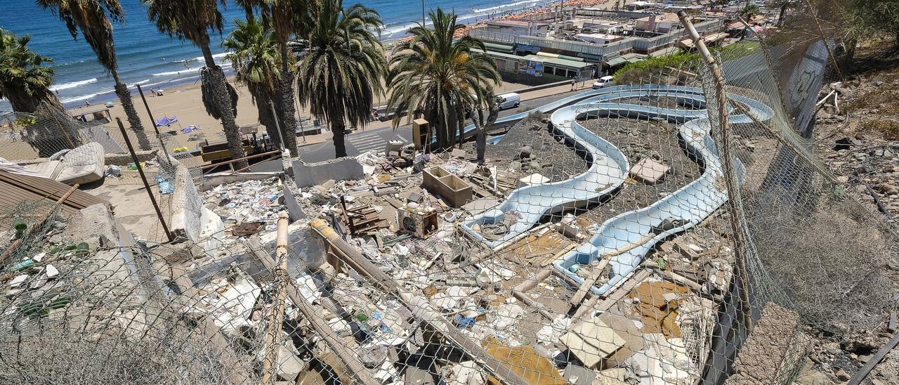 Estado de la parcela del tobogán de Playa del Inglés.