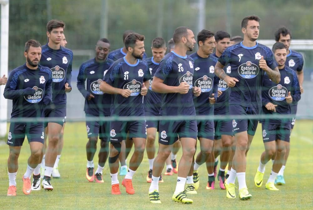 Sesión del Dépor antes de medirse al Athletic