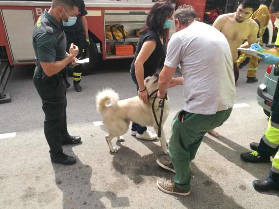 Bomberos, Guardia Civil y Policía Local de Torrevieja han intervenido en la extinción de un incendio y rescate de una persona en un piso de la calle Goleta