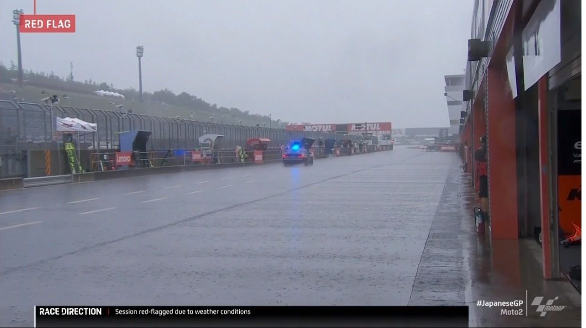 Bandera roja por lluvia en Motegi.