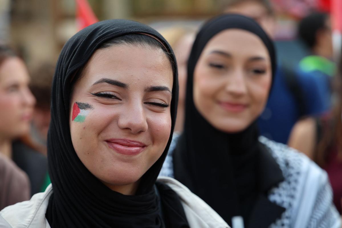 Manifestación de estudiantes en favor de Palestina en Barcelona