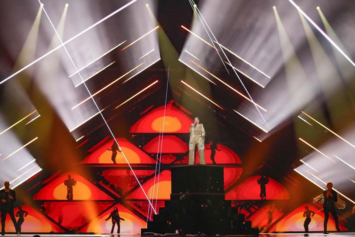 Primer ensayo de la primera semifinal de la 68ª edición del Festival de la Canción de Eurovisión. En la imagen Hera Björk