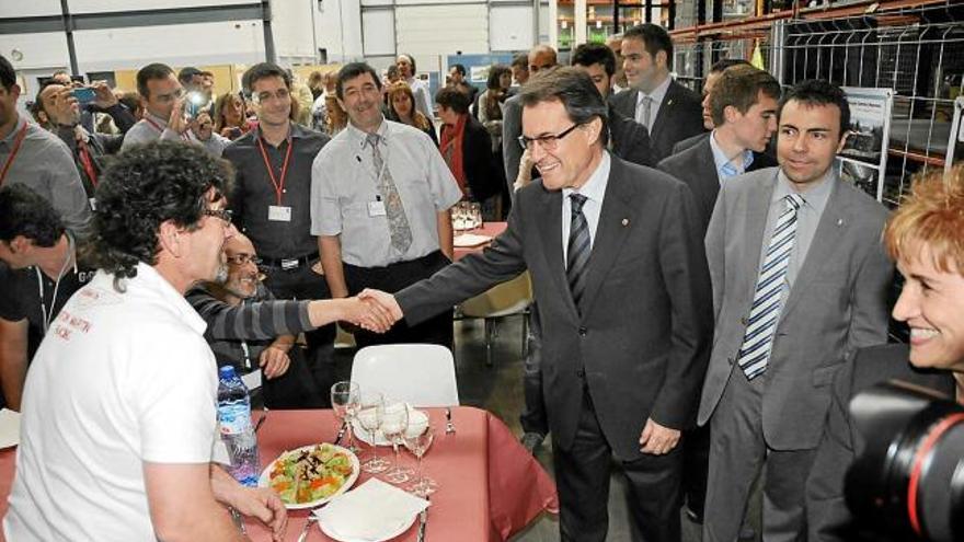 El líder de CDC Artur Mas, amb el propietari del Grup Soler, Jordi Soler en el 60è aniversari de l&#039;empresa