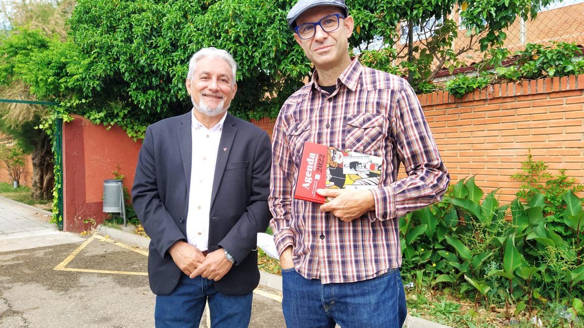 Manuel Burón (IU) y Goyo Mardomingo (CGT), en el IESO de Los Salados.