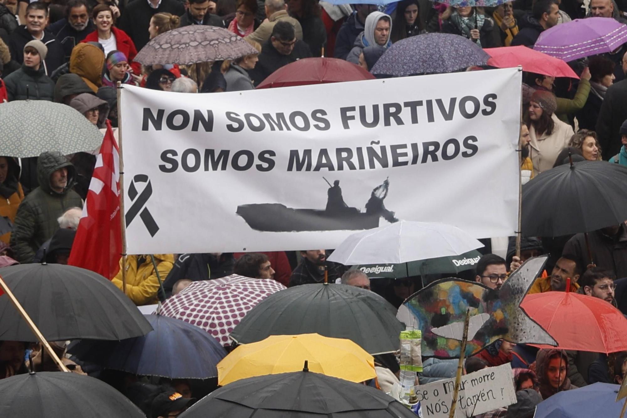 Multitudinaria manifestación en Santiago "en defensa do mar" y contra la gestión de la crisis de los pélets