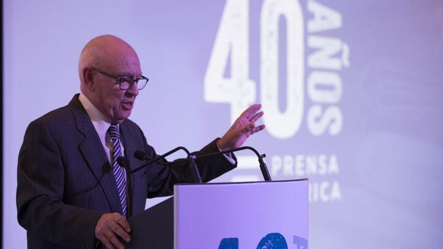 El consejero de Prensa Ibérica Jesús Prado, en el acto del 40 aniversario del grupo editorial.