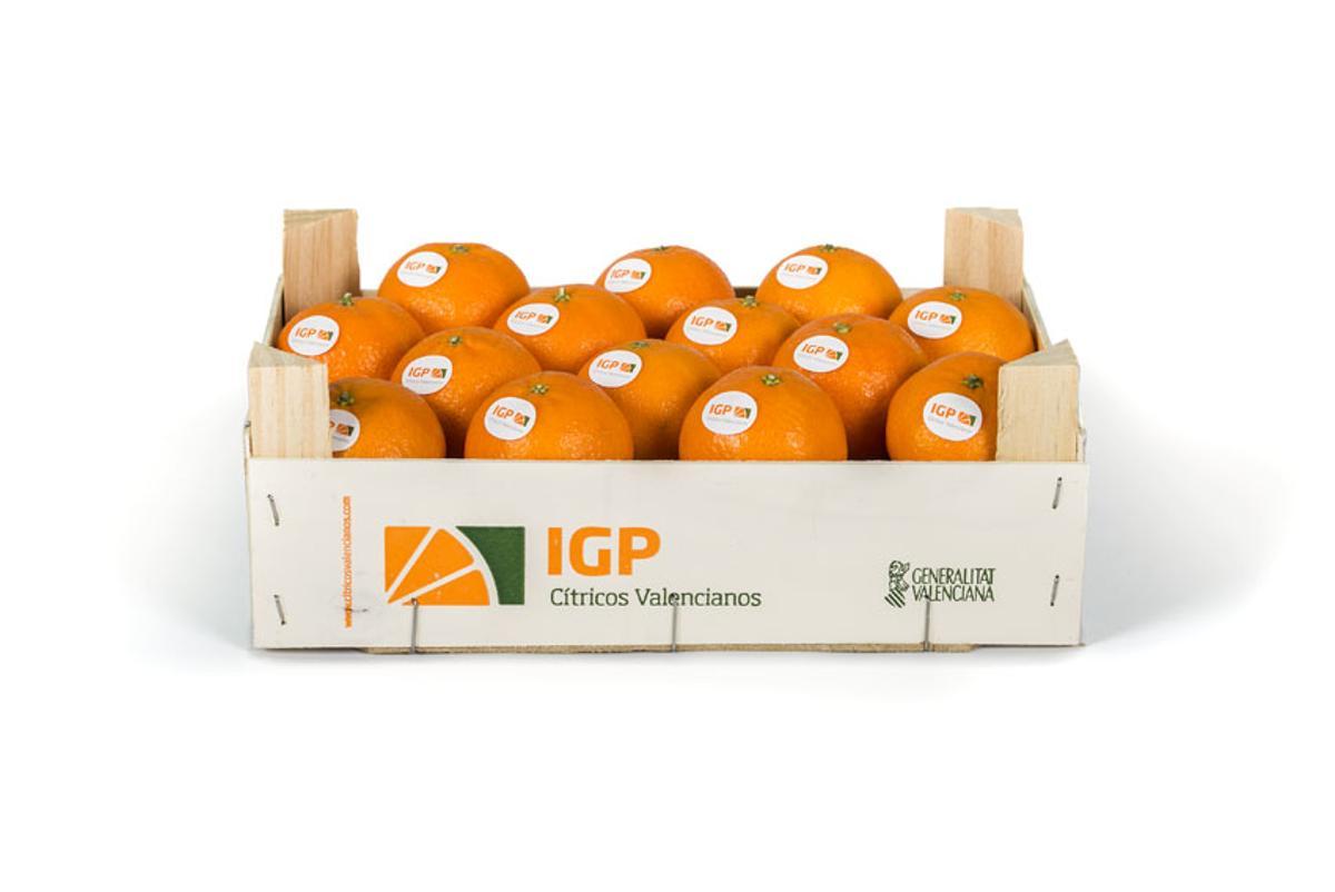Caja de naranjas de IGP Cítricos Valencianos.