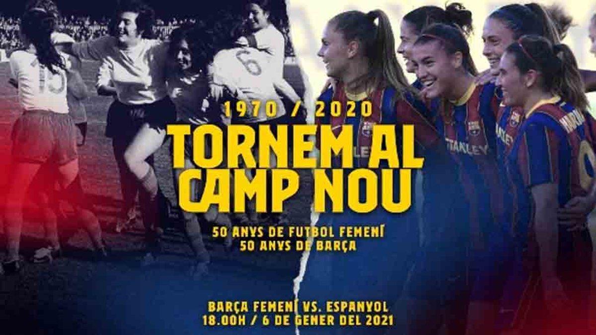 El Barça femenino vuelvo al Camp Nou 50 años después del primer partido disputado por las pioneras en el Estadio